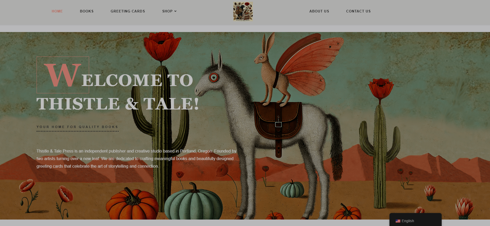 Screenshot of Thistle & Tale Press website